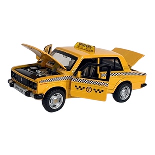 俄罗斯拉达复古经典合金出租车汽车模型回力带声光仿真儿童玩具