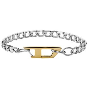 [折扣]DIESEL男女同款D LOGO银色手链配饰DX1338