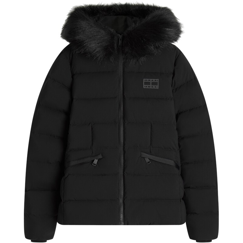 Tommy女装修身毛领连帽羽绒服