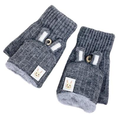 手套女冬季可爱加绒冬天露指写字