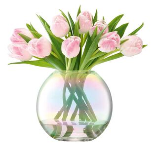 英国LSA马贝珍珠彩虹玻璃球形花瓶客厅摆件插花瓶北欧风婚庆礼品