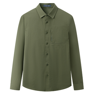 [轻量化经编]梦特娇男士衬衫春季翻领休闲运动米通格衬衣四面弹J