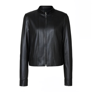 海宁真皮皮衣女2024春秋季新款短款大码中年妈妈装绵羊皮夹克外套