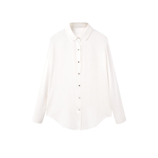 TKY SHOP简约白色真丝衬衫女2025春新款高级感奢贵桑蚕丝衬衣通勤