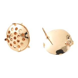 mary饰品保色14K包金莲蓬头耳钉手工diy耳饰配件纯银针网格耳针