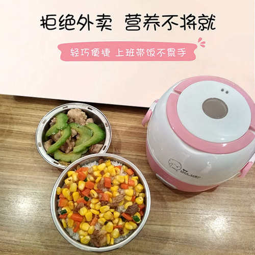 爱淘米熊电热饭盒双层插神器可保温桶便携式电加热上班族1蒸煮人