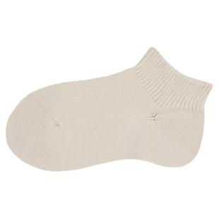 BeeffSocks男女 黑色米色 粗针针织棉透气不掉跟短筒船袜子