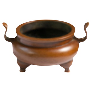 庆松堂苏工铜炉名家胡庆松制马蹄足朝冠耳熏炉复古紫铜炉禅意摆件