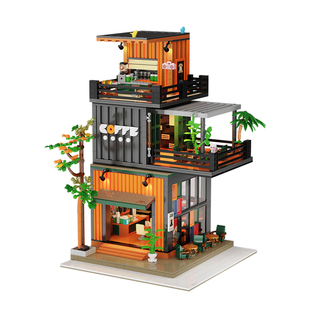 砖也森屿咖啡馆积木酒吧木屋灯塔建筑摆件益智拼装男女孩玩具礼物