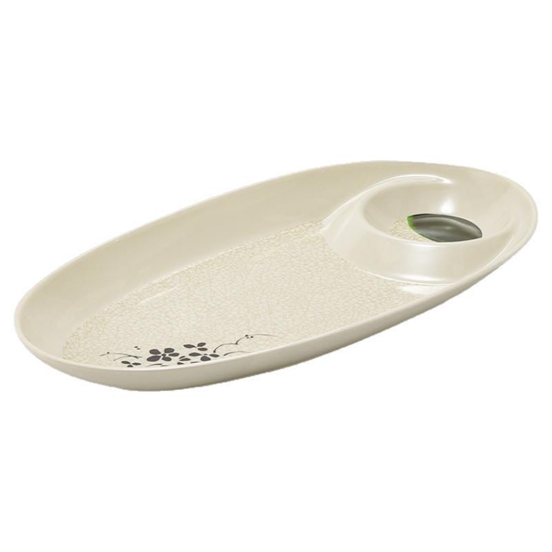 密胺饺子盘带醋碟商用仿瓷