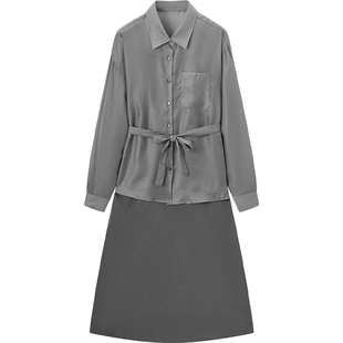 爱居兔高质感两件式连衣裙夏季新款女高品质醋酸长裙