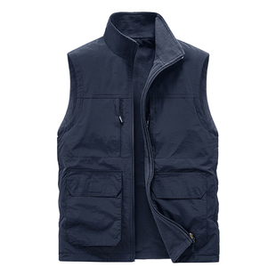 定制春夏薄款马甲男多口袋宽松休闲速干外套钓鱼摄影记者外穿坎肩