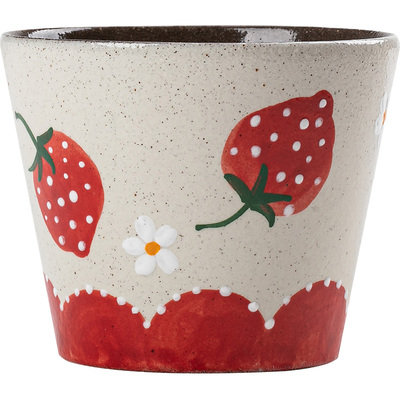 景德镇手绘草莓釉下彩陶瓷猪口杯