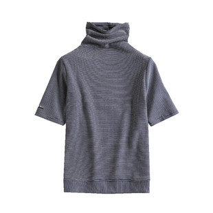 倩之诺秋冬女装新款纯棉加厚条纹高领中袖T恤女大码休闲上衣外套