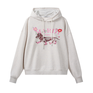 MARDI小狗时尚连帽卫衣女宽松百搭时尚珐琅灰卡通动漫旗舰店