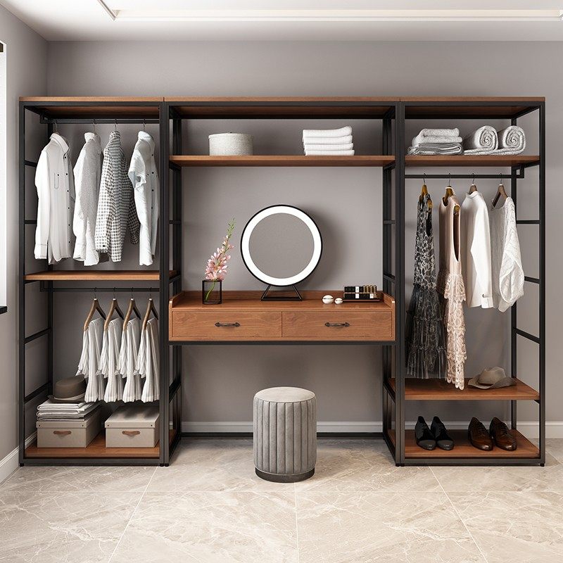 松木成人衣柜梳妆台落地柜衣柜开放式组合可独立门可设计组合定制