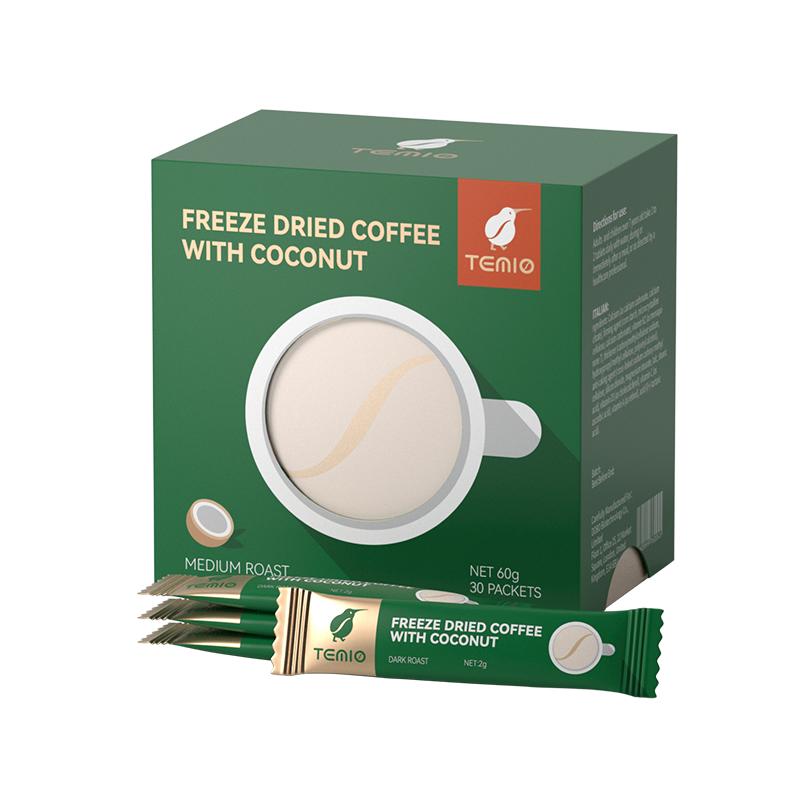 进口生椰拿铁黑咖啡无糖0脂美式速溶咖啡粉提神temio临期冻干官方