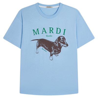 MARDI经典腊肠狗字母印花T恤