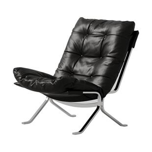 时余罗特休闲椅头层牛皮设计师简美式单人沙发别墅中古风真皮沙发