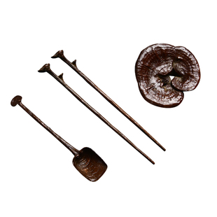 灵芝炉火铜工具 黄铜炭筷炭铲铜盖置仿古火箸铜火铲 茶道炭炉工具