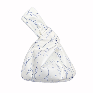 日式手提袋手拎包印花简约西柚套结手挽袋手机钥匙手腕包女收纳袋