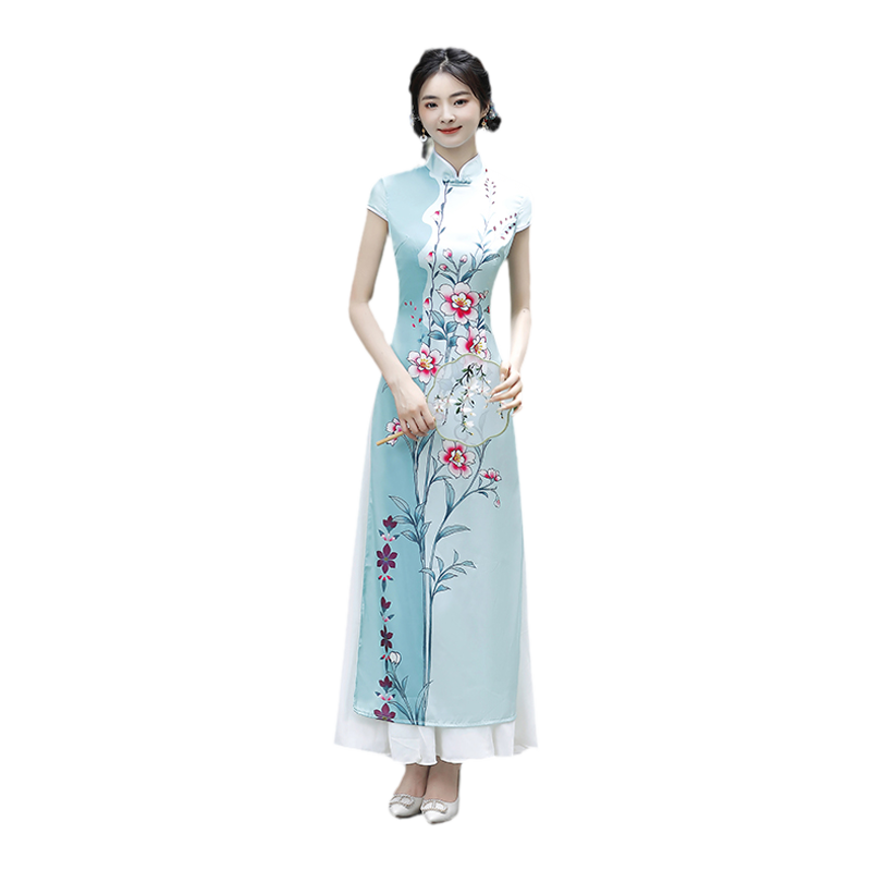 走秀奥黛旗袍裙复古舞台演出服女