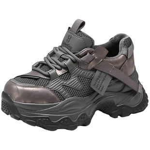 蜘蛛王老爹鞋女加绒2025新款百搭厚底增高透气冬季保暖运动休闲鞋