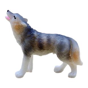 创意仿真动物写实狼公仔狼群模型树脂公仔DIY桌面装饰 微景观摆件