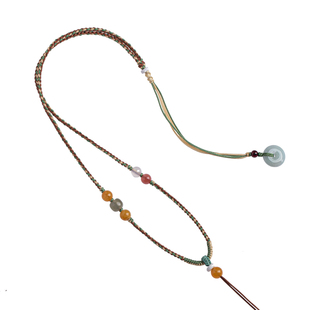 新中式手工编绳多宝吊坠绳项链绳锁骨链配蜜蜡翡翠玉坠黄金吊坠绳