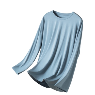 莫代尔冰丝打底衫男士睡衣长袖单件上衣超薄款男款家居服夏季t恤