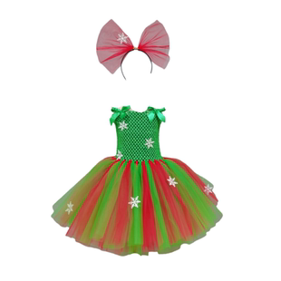 圣诞节儿童服装女童精灵公主蓬蓬裙绿色舞台表演服装影楼拍照服装