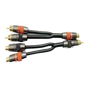 纯铜2母1公RCA莲花头汽车音响改装一分二 音频线二公一母高保真