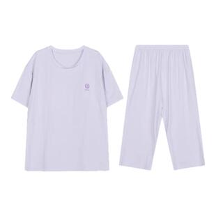 都市丽人LHH2E4女士新款睡衣纯色舒肤棉内加杯垫短袖七分裤家居服
