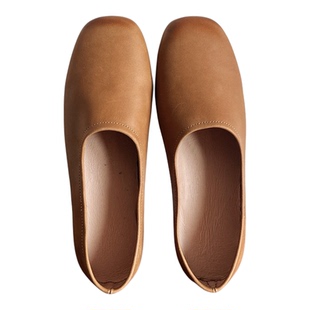 【烁掌柜】自制款简约文艺范手工真皮女鞋头层牛皮软底软面方头鞋