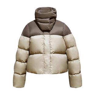 25短款双拼撞色设计感95白鹅绒加厚羽绒服女冬新款韩系立领面包服