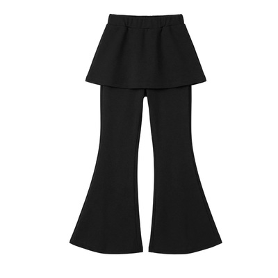 BarryBanny女童黑色喇叭裤假两件