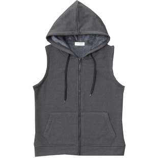 超柔薄绒  春秋卫衣女百搭无袖棉马甲拉链开衫连帽背心坎肩直筒款