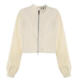 DPLAY工装风杏色宽松双开头拉链休闲运动立领短外套半身裙三件套