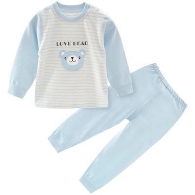 春秋季无骨彩棉可开裆内衣套装