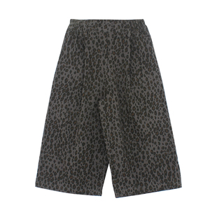 大耳象女童豹纹直筒裤2026春季新款宝儿休闲百搭宽松小众长裤子
