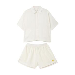 【限时6折】Limone度假风休闲亚麻套装短袖衬衣短裤女泳衣外搭