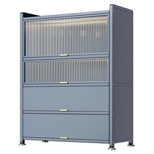 钢制防尘收纳柜家用上翻门大容量阳台置物柜客厅多层杂物储物柜子