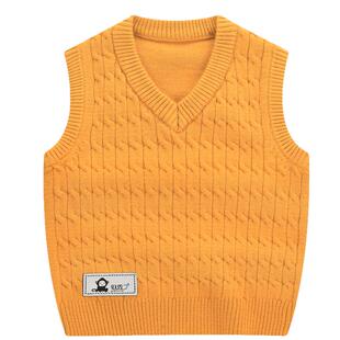 宝宝羊毛背心套头V领秋冬新款男女童毛衣加绒儿童马甲针织衫加厚