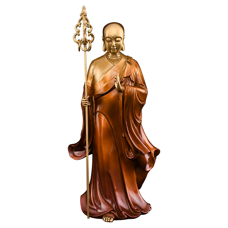 【地藏王菩萨】黄铜站立雕塑佛像