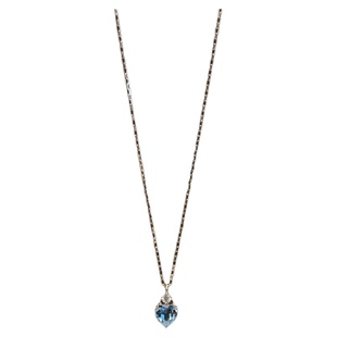 蓝色爱心锆石项链女配饰轻奢小众吊坠2025新款高级精致锁骨链颈链