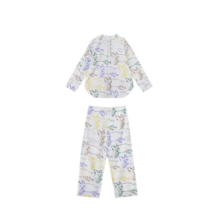 JNBYHOME江南布衣春涂鸦睡衣套装短袖舒适家居服女外穿情侣