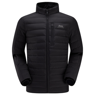Jeep户外羽绒衣男轻薄短款保暖服立领修身灰鹅绒排骨羽绒服外套