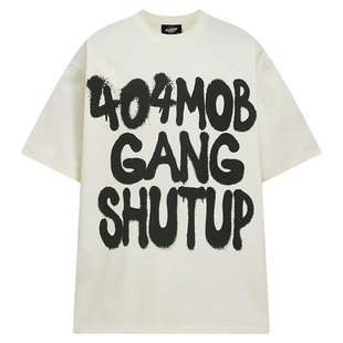 [黄子弘凡同款]404MOB凉感防晒短袖T恤涂鸦印花重磅宽松情侣上衣