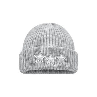 程潇同款毛线帽子女秋冬季韩版显脸小百搭加厚保暖五角星针织冷帽