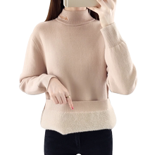 女士冬款加绒半高领2019新款毛衣1